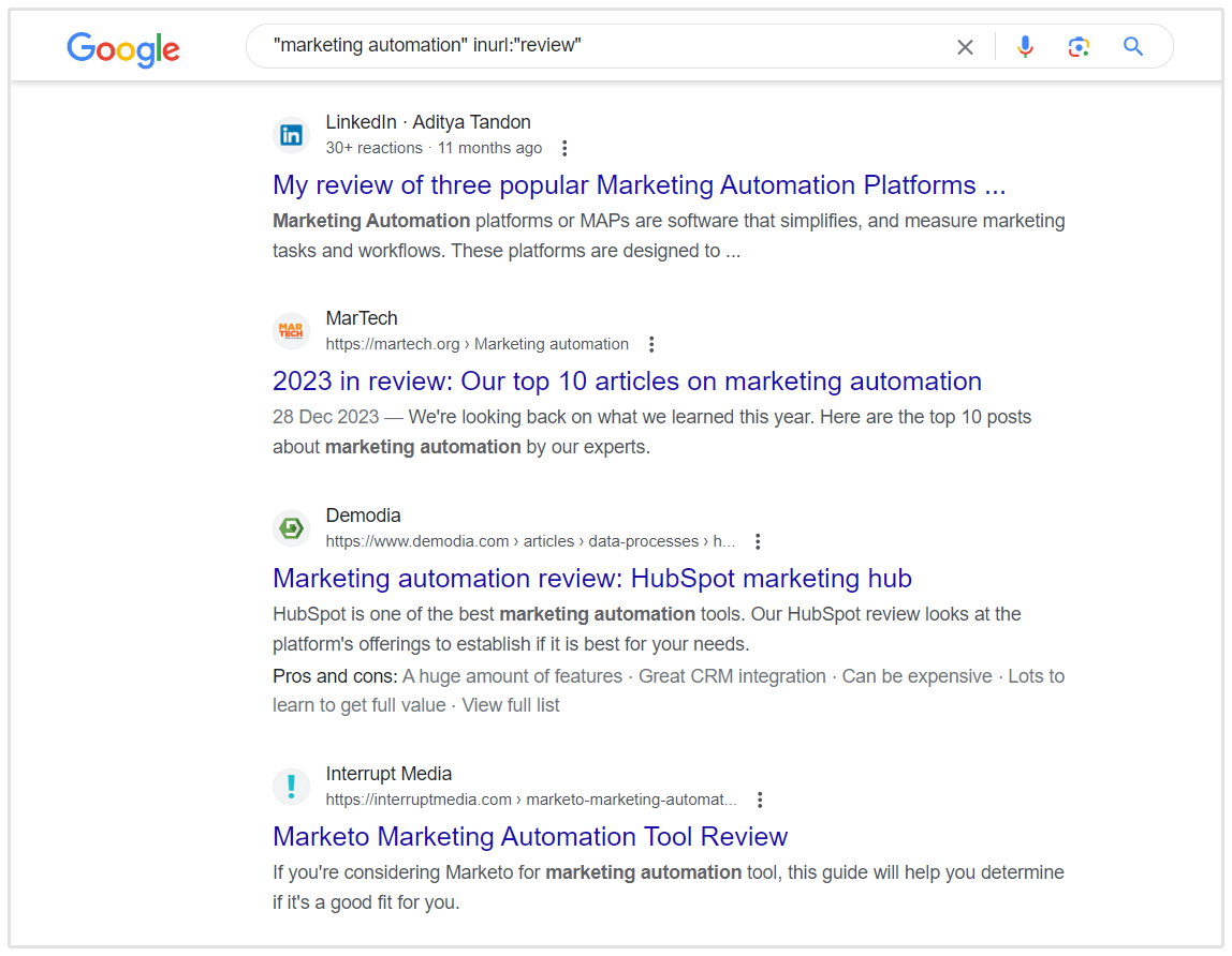 Wyniki wyszukiwania automatyzacji marketingu